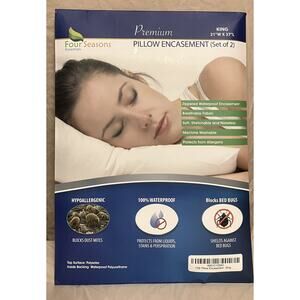 Four Seasons King Size Premium Pillow Encasements Hypoallergenic Waterproof NIP